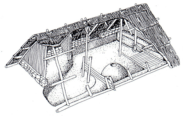 Obr. 4. Keltský dům z období kolem roku 400 př. n. l.